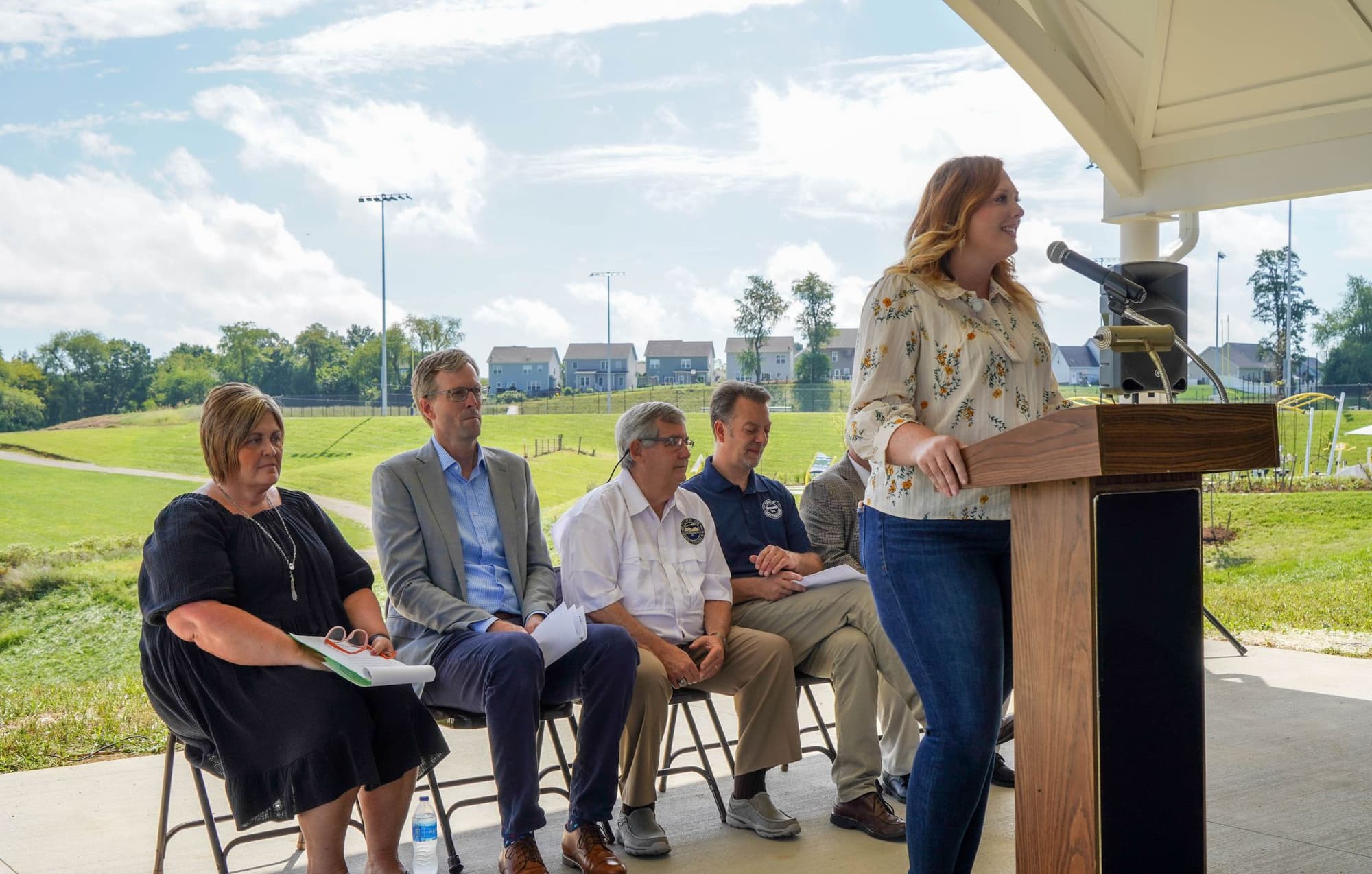 Christina Bolt speaking at Christiansburg park event