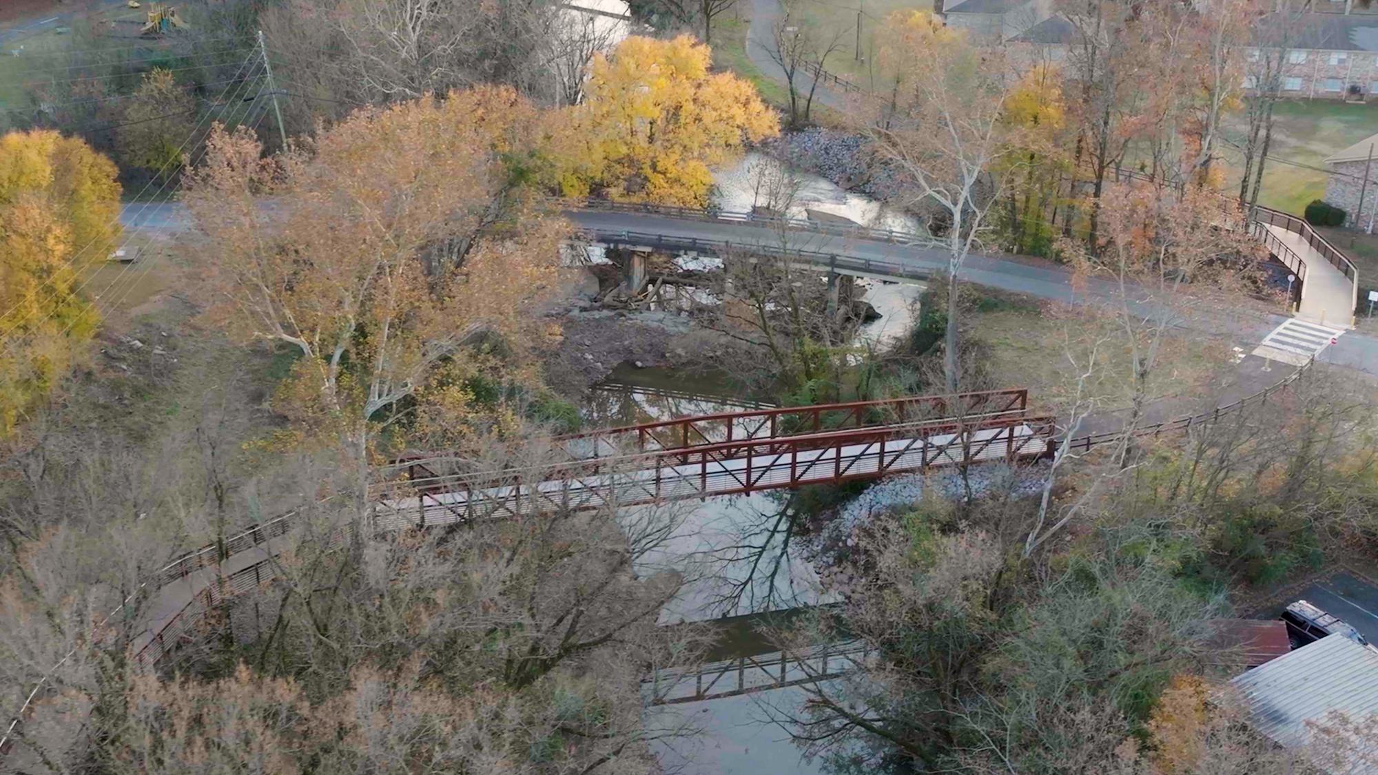Drone Trail over River
