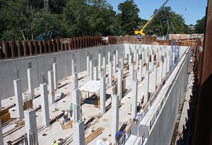 Construction of the undeground sewer basin.